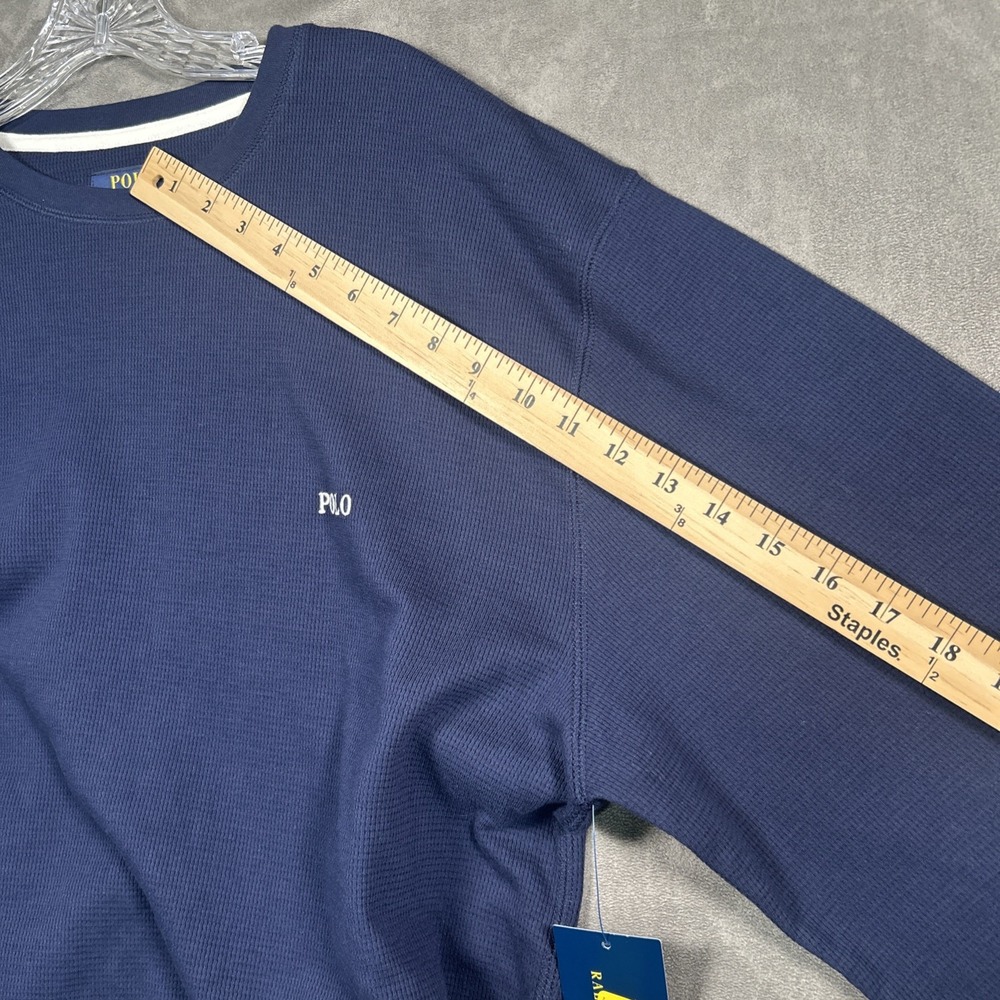Polo Ralph Lauren Thermal Shirt Mens 2X Blue Waffle Knit Long Sleeve Sleepwear - Picture 8 of 12